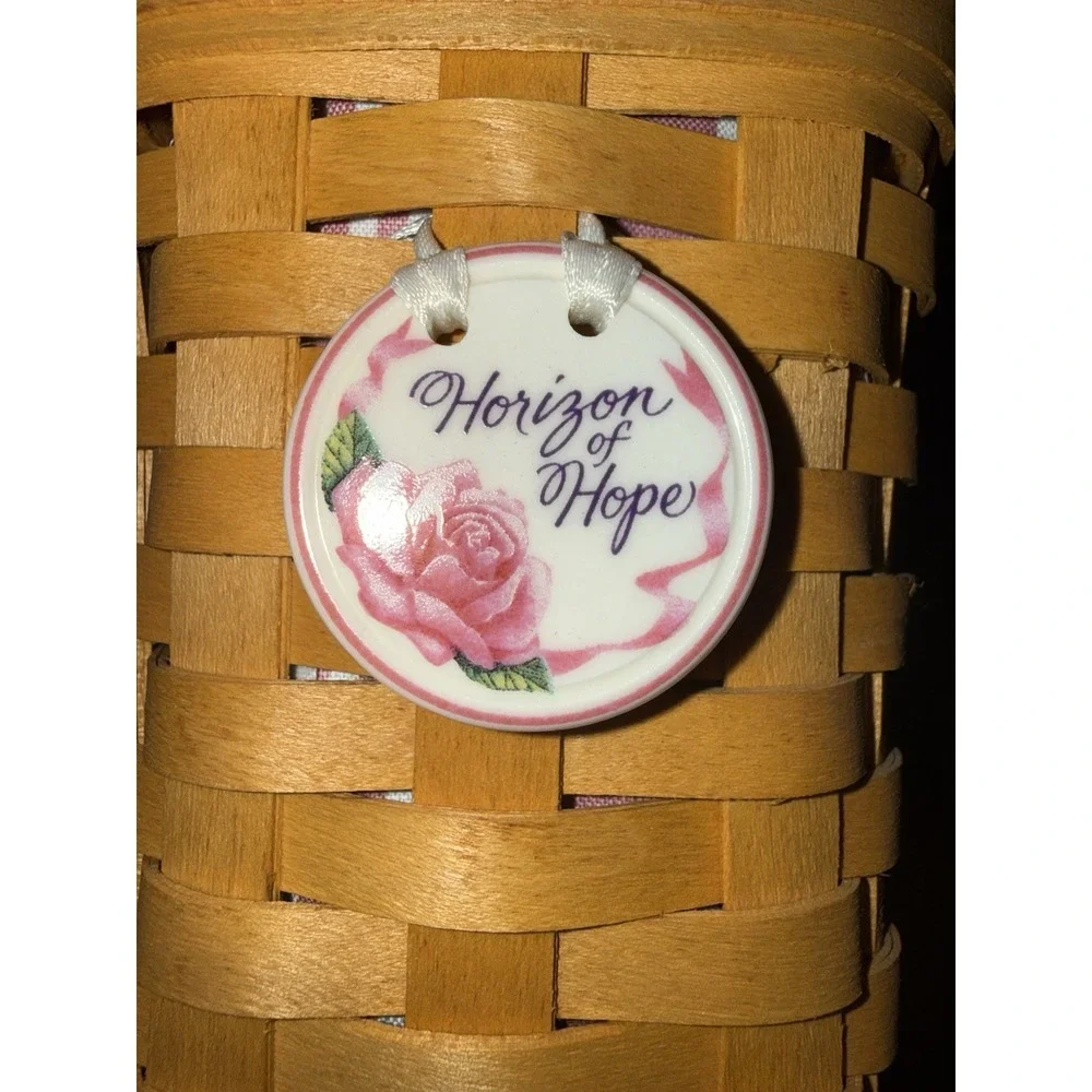 1998 Longaberger Horizon of Hope Basket w/‎ Protector/Liner and Tie On